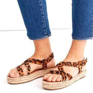 NEW! Madewell Malia Espadrille Sandal in Leopard Calf Hair 8.5